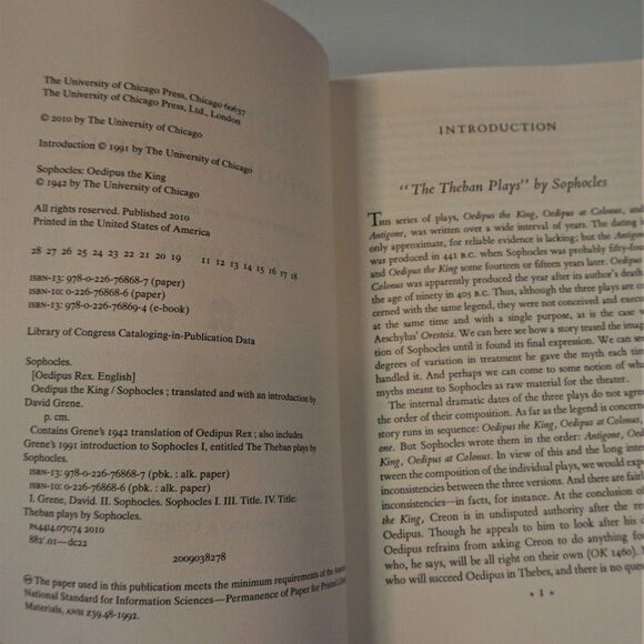 Oedipus the King by Sophocles 2010 Trade Paperback Translated By David Grene - Picture 6 of 9
